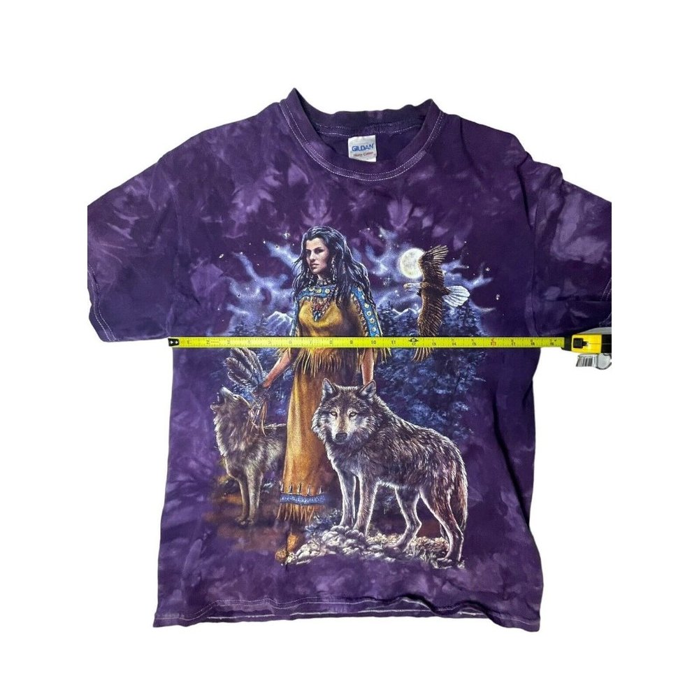 Wolf Nature Tee Shirt Purple Tie Dye Navajo Indian Eagle Woman Native American - Picture 2 of 5